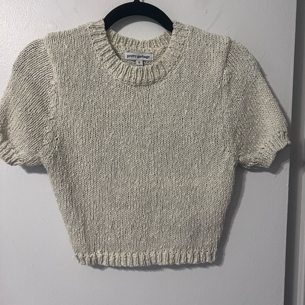Pretty Garbage Cream Knit Crop Top